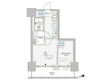 パークアクシス市川(1DK/12階)の間取り写真