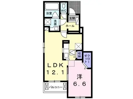 アークスI(1LDK/1階)の間取り写真