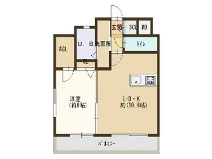 コモドガーデンヤマイチII(1LDK/3階)の間取り写真