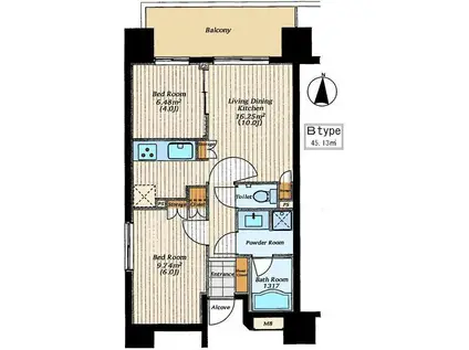 ザ・パーククロス錦糸町レジデンス(2LDK/2階)の間取り写真