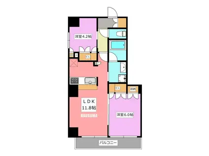 クレストコート西巣鴨(2LDK/7階)の間取り写真