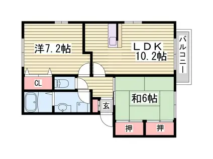 パディ飾磨 III番館(2LDK/1階)の間取り写真