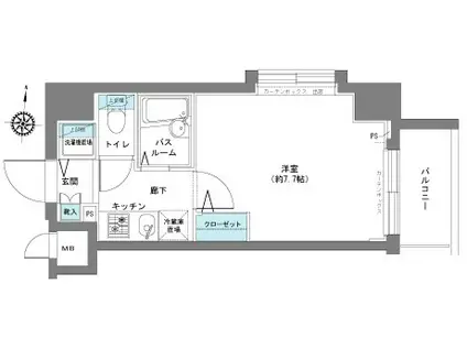 フェニックス八王子弐番館(1K/2階)の間取り写真