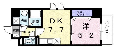 ウィングコート天王寺(1DK/2階)の間取り写真