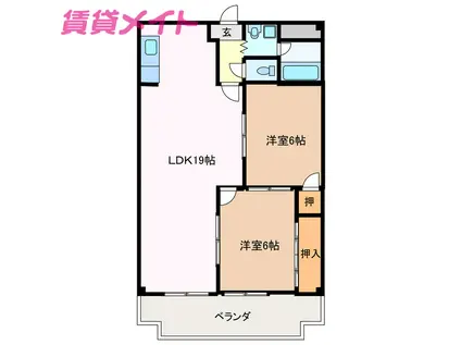 ウッドンビレッジ(2LDK/2階)の間取り写真