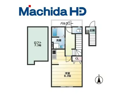 あんしん北条町08-4004(ワンルーム/2階)の間取り写真