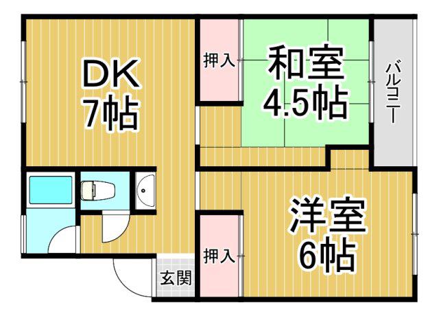 ハイツ瑞原(2DK/3階)の間取り写真