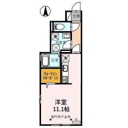 LUCKB(ワンルーム/1階)の間取り写真