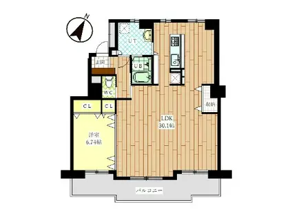 ラポール大通東(1LDK/9階)の間取り写真