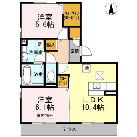 ICHI宮の下(2LDK/1階)の間取り写真
