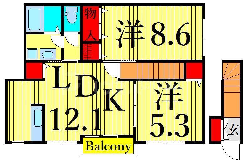 サンライフ伍番館(2LDK/2階)の間取り写真