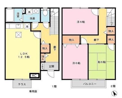 プランレーヌII(3LDK/1階)の間取り写真
