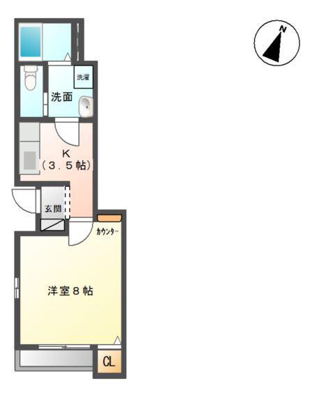 アルモニ原町(1K/1階)の間取り写真
