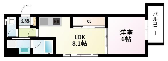 サンレム-ト江坂イースト(1LDK/2階)の間取り写真