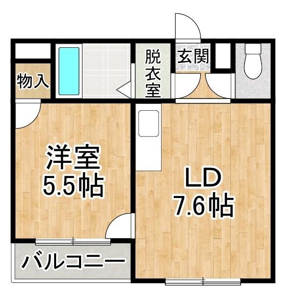 マーベリック帯広南(1DK/2階)の間取り写真