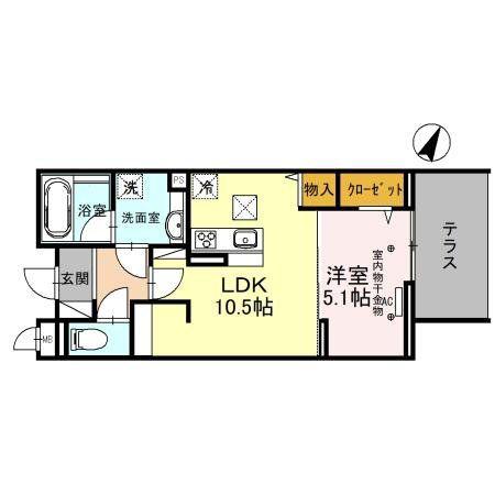 ONARIGOTENーD(1LDK/1階)の間取り写真