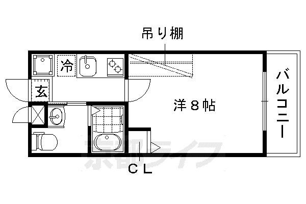 サントス千本今出川(1K/1階)の間取り写真