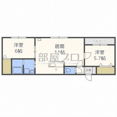 ベルフォレII(2LDK/3階)の間取り写真