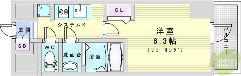 プレサンス塚本アクミリオン(1K/12階)の間取り写真