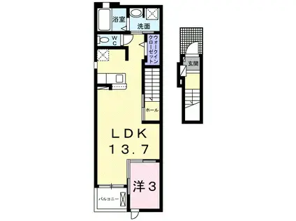 グランディール(1LDK/2階)の間取り写真