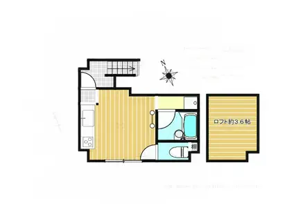 リトルワン(ワンルーム/2階)の間取り写真