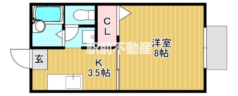 プレミエール・キクI(1K/2階)の間取り写真