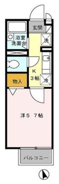 シャルマン(1K/2階)の間取り写真