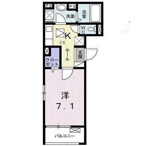 リオン A(1K/1階)の間取り写真