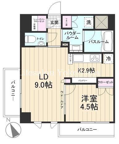 デュオステージ横濱赤門通(1LDK/4階)の間取り写真