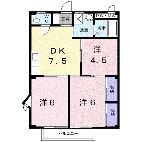 メゾンむつ美(3DK/2階)の間取り写真