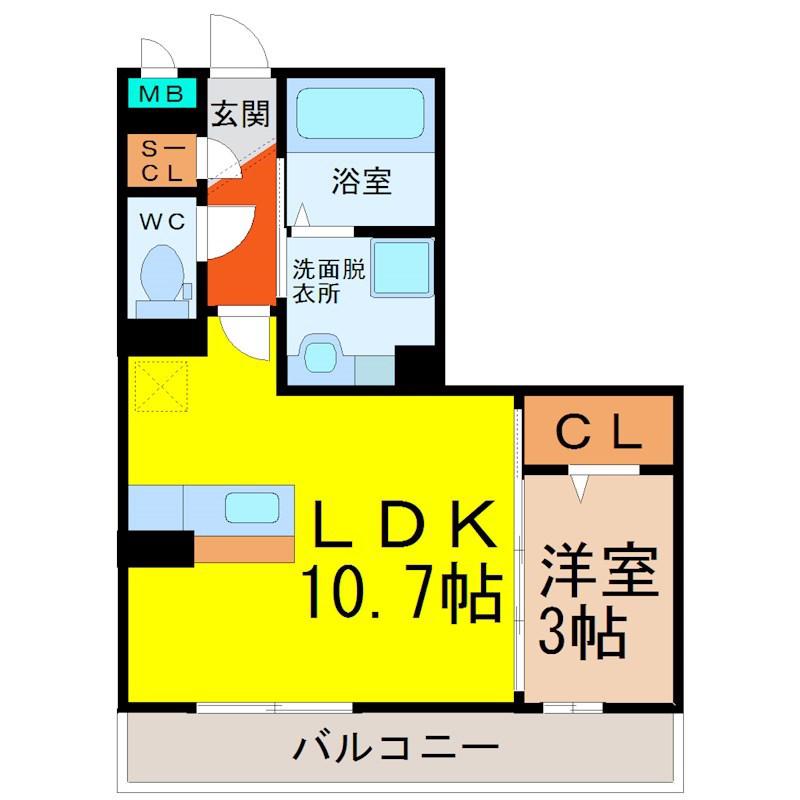 ヴィオーラ八番 A(1LDK/2階)の間取り写真
