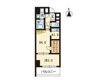 リアライズ瓦町(1DK/6階)の間取り写真