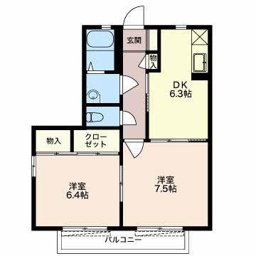KIMI.HOUSE(2DK/2階)の間取り写真