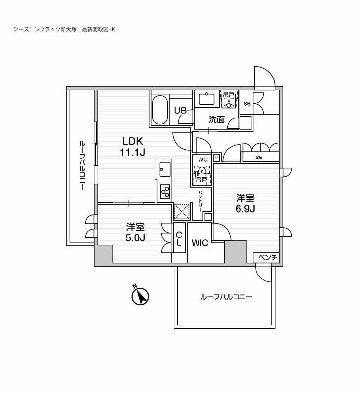 シーズンフラッツ新大塚(2LDK/5階)の間取り写真