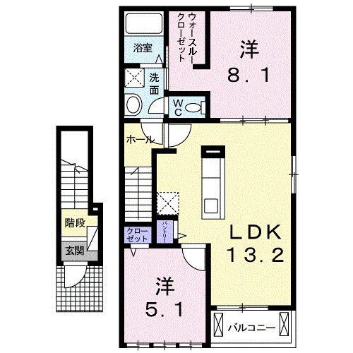 フリーデ S(2LDK/2階)の間取り写真