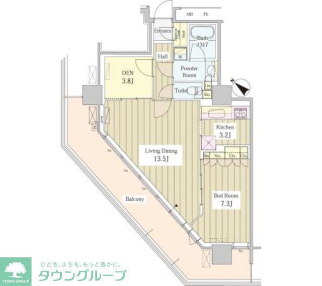 ユニゾンタワー(1LDK/23階)の間取り写真