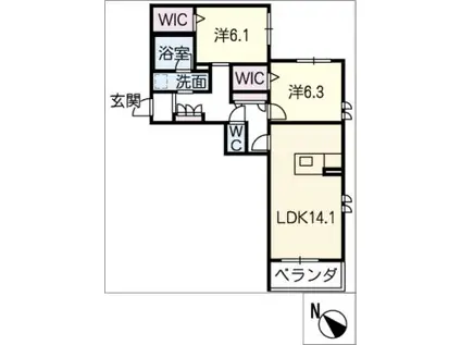 STRAHL(2LDK/3階)の間取り写真