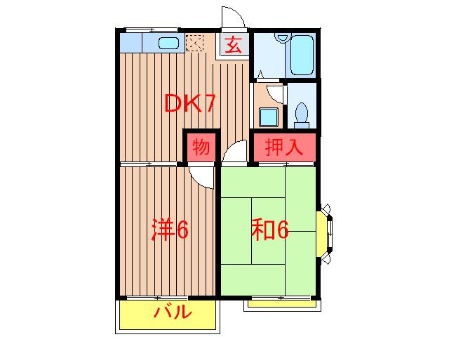 ベルグラン石井(2DK/2階)の間取り写真