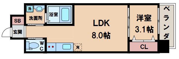 LIVIAZ三明町(1LDK/6階)の間取り写真
