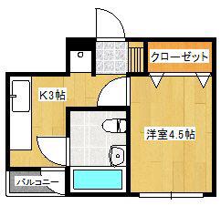 カサベルデ本町(1K/4階)の間取り写真