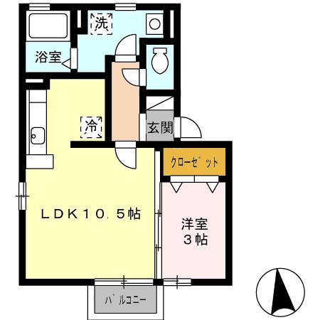 ドルチェ・カーポ(1LDK/2階)の間取り写真