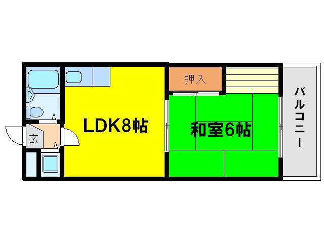 岡本ハイツ(1DK/3階)の間取り写真