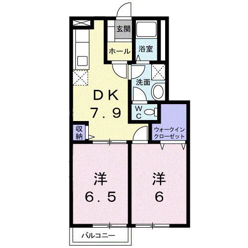 サンフィールドB(2DK/1階)の間取り写真