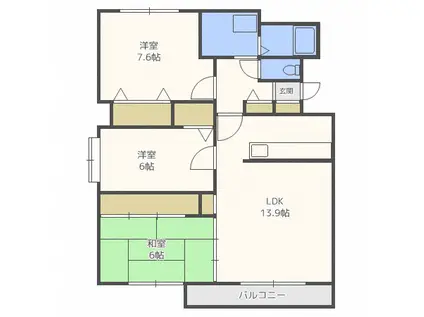リラハイツ北15条(3LDK/5階)の間取り写真