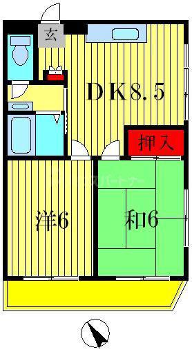 プランドール上田(2DK/3階)の間取り写真