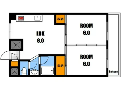 シンプルライフR(2DK/7階)の間取り写真