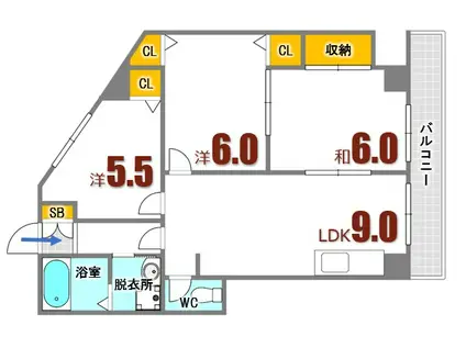 サザンクロスII(3LDK/3階)の間取り写真