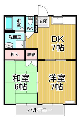 オレンジハウス(2DK/2階)の間取り写真