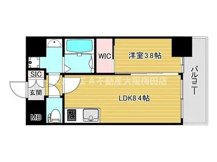 エスリードレジデンス梅田マークス(1LDK/7階)の間取り写真