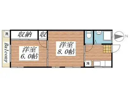 ことぶきハイツ(2K/2階)の間取り写真